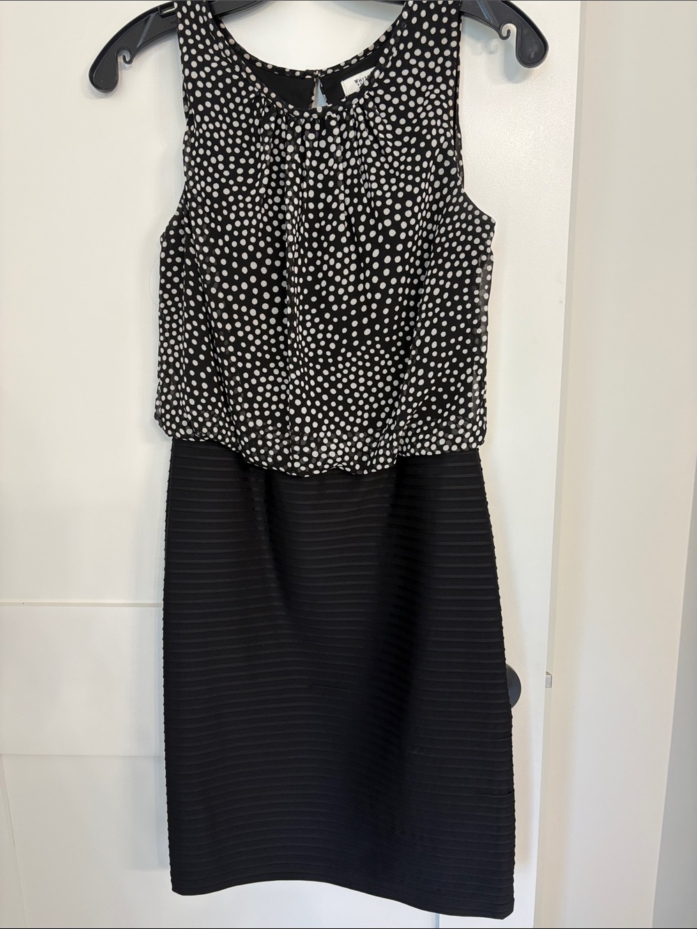White House Black Market Black and White Polka Dot Pencil Skirt Dress